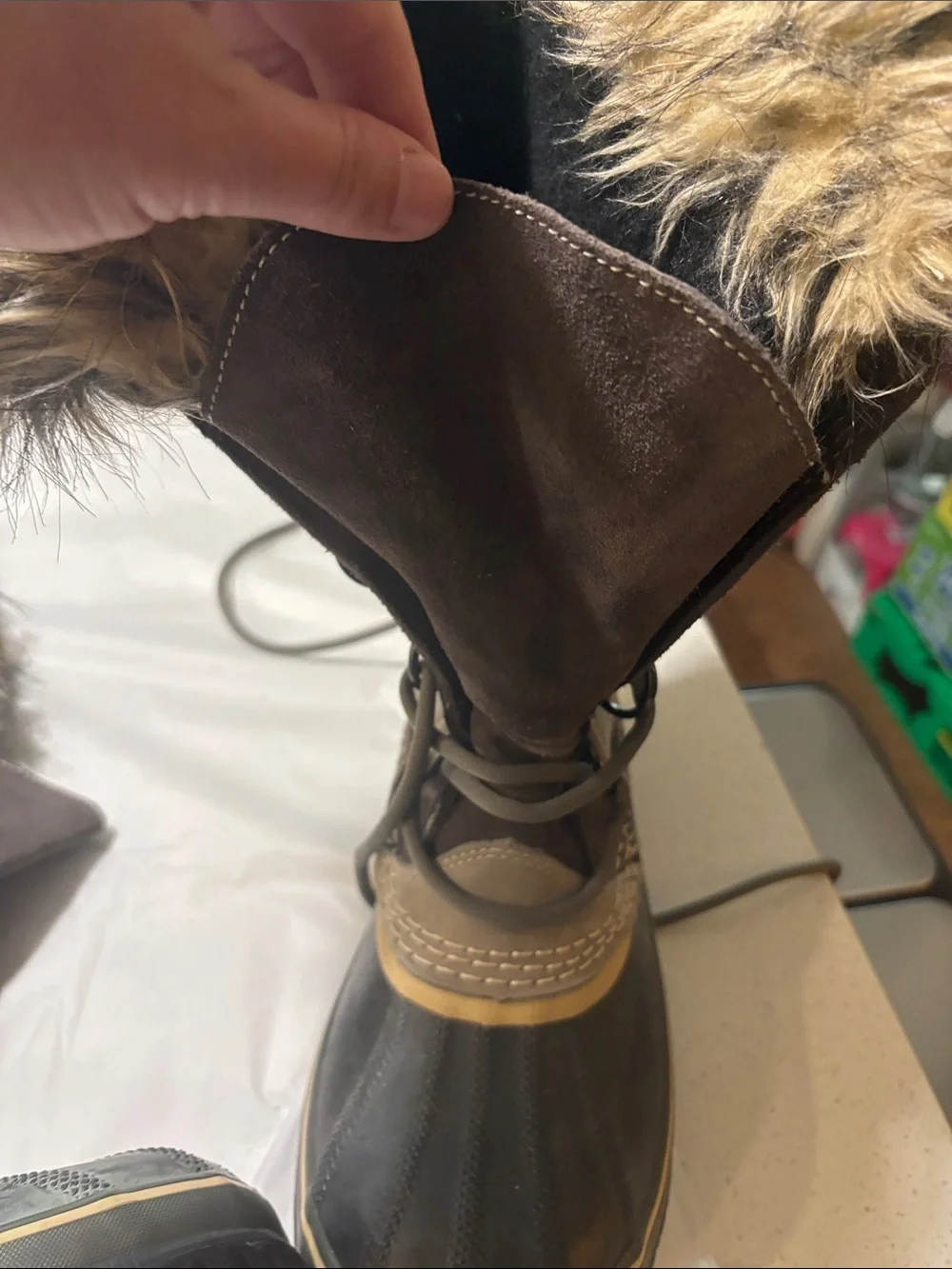 Sorel Women's Dark Brown Fur-Trim Waterproof Lace-Up Winter Boots